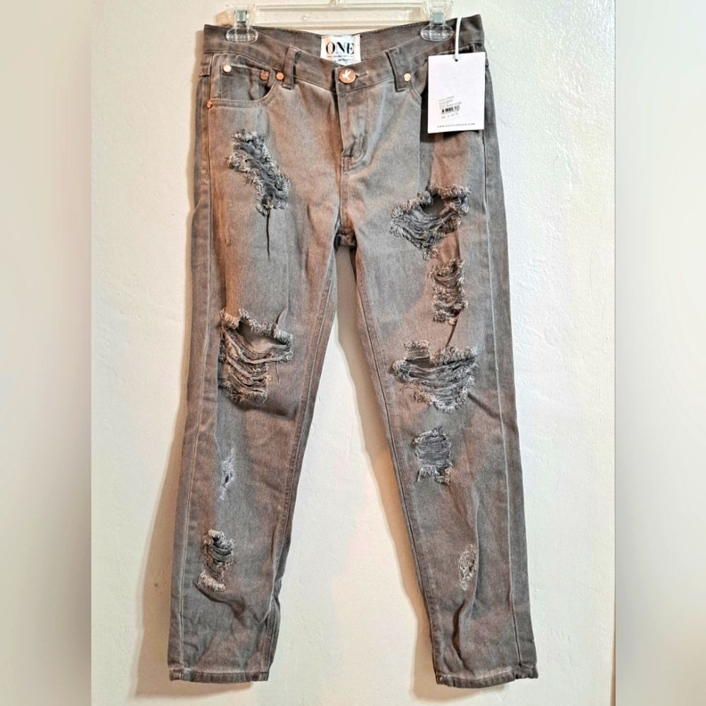 ONE TEASPOON Distressed Blush Gray Awesome Baddy Baggy Jeans Low waisted NWT